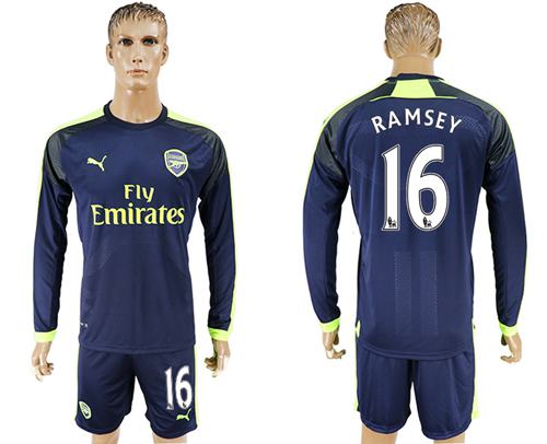 Arsenal #16 Ramsey Sec Away Long Sleeves Soccer Club Jersey